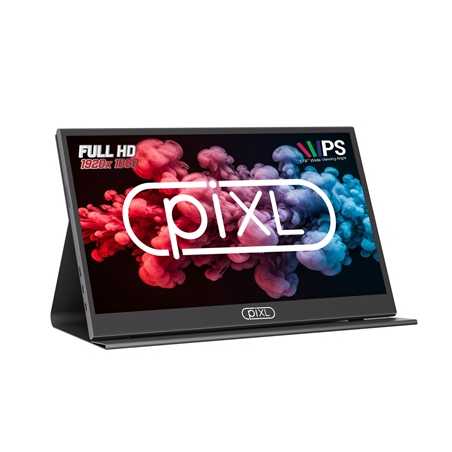 piXL PM156C 15.6 Inch 60Hz Full HD IPS Widescreen Portable Monitor with USB-C, Mini HDMI & Speakers with Foldable Case & Stand