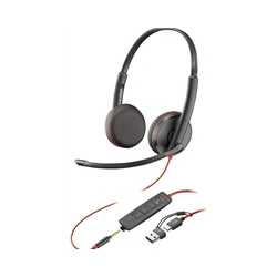 Plantronics Blackwire 3225 Stereo USB-C Headset with 3.5mm Jack & USB-C/A Adapter (Bulk Pack- Non-Retail)