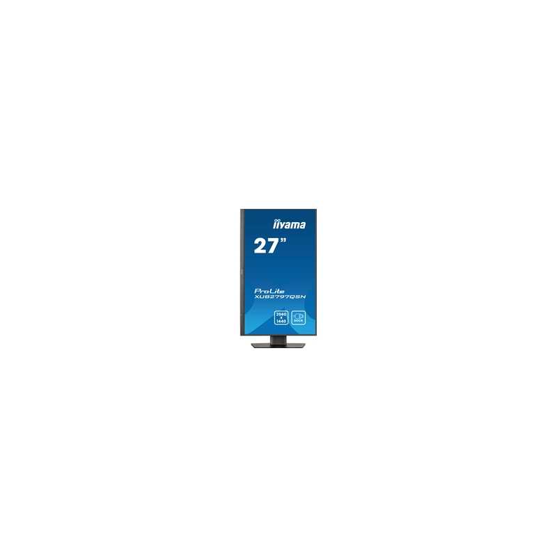 iiyama ProLite XUB2797QSN-B2 27" QHD IPS technology panel with USB-C dock and RJ45 (LAN), 1ms, USB Hubx4, HDMI, DisplayPort, Fr