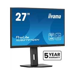 iiyama ProLite XUB2797QSN-B2 27" QHD IPS technology panel with USB-C dock and RJ45 (LAN), 1ms, USB Hubx4, HDMI, DisplayPort, Fr