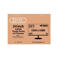 piXL 24-inch Full HD Energy Saving CCTV IPS Monitor for 24/7 use with BNC, HDMI & VGA Connections and CVBS, AHD, TVI & CVI Signa