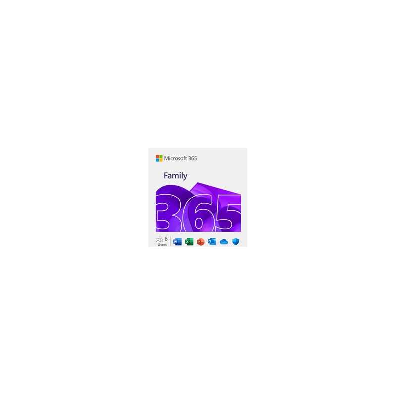 Microsoft 365 Family Medialess Latest Version - 1 Year Subscription 6 Users, up to 5 devices  - Electronic Download ESD