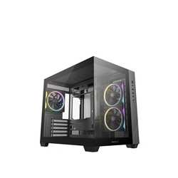 DeepCool CG330 3F ARGB Dual-Chamber Micro-ATX Tower Case, Tempered Glass Panels, 3 x 120mm ARGB Fans, USB 3.0, ITX/Micro-ATX, Bl