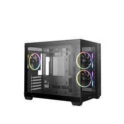 DeepCool CG330 3F ARGB Dual-Chamber Micro-ATX Tower Case, Tempered Glass Panels, 3 x 120mm ARGB Fans, USB 3.0, ITX/Micro-ATX, Bl