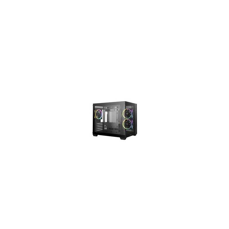 DeepCool CG330 3F ARGB Dual-Chamber Micro-ATX Tower Case, Tempered Glass Panels, 3 x 120mm ARGB Fans, USB 3.0, ITX/Micro-ATX, Bl