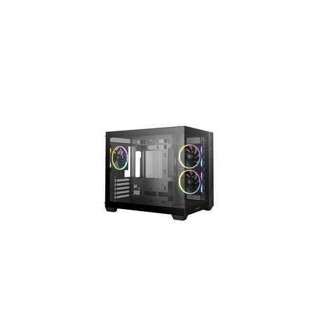 DeepCool CG330 3F ARGB Dual-Chamber Micro-ATX Tower Case, Tempered Glass Panels, 3 x 120mm ARGB Fans, USB 3.0, ITX/Micro-ATX, Bl