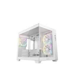 DeepCool CG330 3F ARGB Dual-Chamber Micro-ATX Tower Case, Tempered Glass Panels, 3 x 120mm ARGB Fans, USB 3.0, ITX/Micro-ATX, Wh