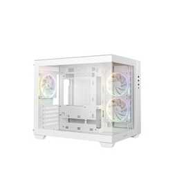 DeepCool CG330 3F ARGB Dual-Chamber Micro-ATX Tower Case, Tempered Glass Panels, 3 x 120mm ARGB Fans, USB 3.0, ITX/Micro-ATX, Wh