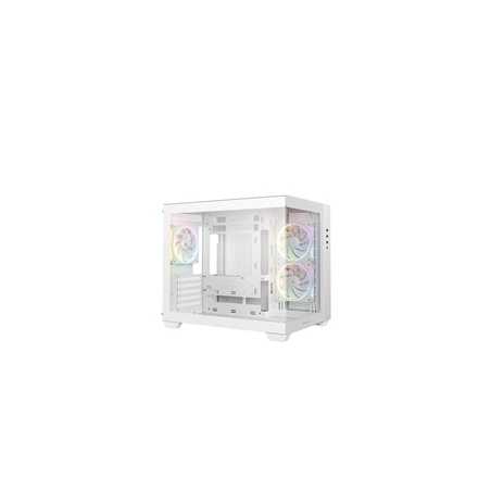 DeepCool CG330 3F ARGB Dual-Chamber Micro-ATX Tower Case, Tempered Glass Panels, 3 x 120mm ARGB Fans, USB 3.0, ITX/Micro-ATX, Wh