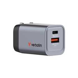 Verbatim (32200) GNC-35 GaN Charger 35W with 1 x USB-C PD 35W / 1 x USB-A QC 3.0 (EU/UK/US)
