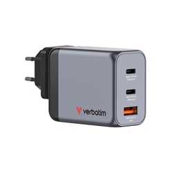 Verbatim (32201) GNC-65 GaN Charger 65W with 2 x USB-C PD 65W / 1 x USB-A QC 3.0 (EU/UK/US)