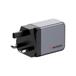 Verbatim (32201) GNC-65 GaN Charger 65W with 2 x USB-C PD 65W / 1 x USB-A QC 3.0 (EU/UK/US)