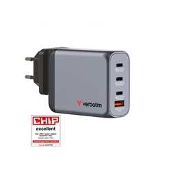 Verbatim (32202) GNC-100 GaN Charger 100W with 2 x USB-C PD 100W / 1 x USB-C PD 65W / 1 x USB-A QC 3.0 (EU/UK/US)