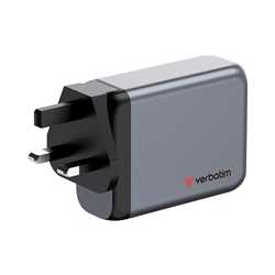 Verbatim (32202) GNC-100 GaN Charger 100W with 2 x USB-C PD 100W / 1 x USB-C PD 65W / 1 x USB-A QC 3.0 (EU/UK/US)