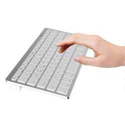 Jedel Portable Wireless Bluetooth Keyboard, 2.4GHz, White Keys, Silver