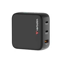 Verbatim Mini GaN Charger 100W With Display, 100W 3-Port + 100W USB-C to USB-C Cable