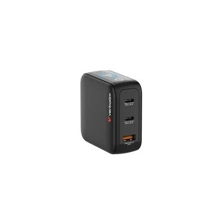Verbatim Mini GaN Charger 100W With Display, 100W 3-Port + 100W USB-C to USB-C Cable