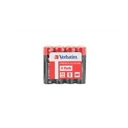 Verbatim (49501) AA Battery Alkaline 4 Pack Shrink Wrap