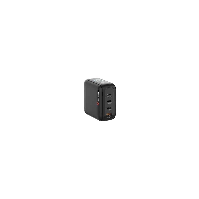 Verbatim Mini GaN Charger 140W With Display, 140W 4-Port + 140W USB-C to USB-C Cable