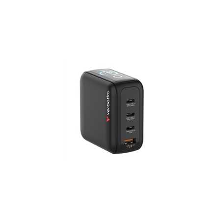 Verbatim (30240) Mini GaN Charger 140W With Display, 140W 4-Port + 140W USB-C to USB-C Cable