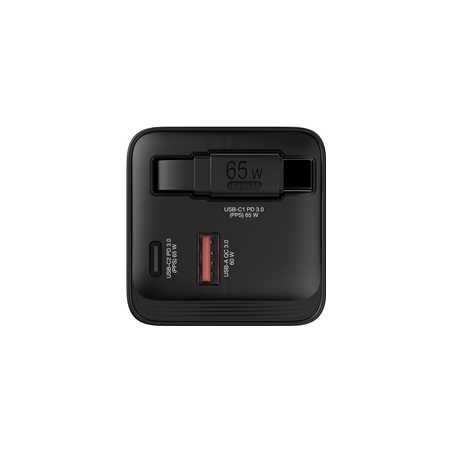 Verbatim (32217) GaN Wall Charger 65W 2 Port with Retractable Cable