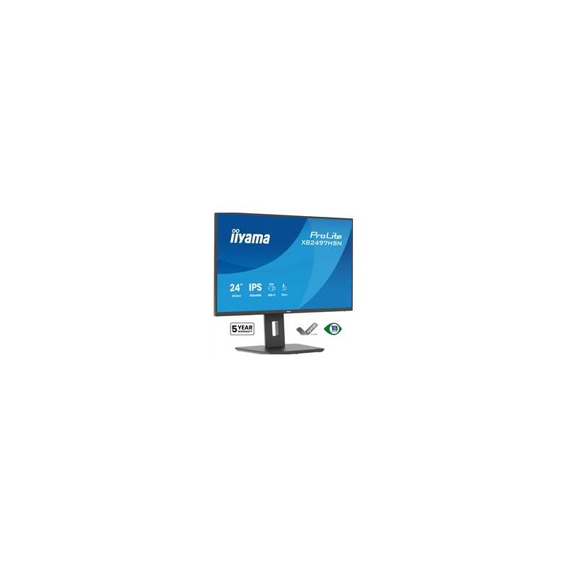 iiyama XB2497HSN-B1 24" IPS LCD USB-C Dock Display with 65W Charging, 4ms (1ms MPRT, Full HD 1920x1080, 350 cd/m2 Brightness, R