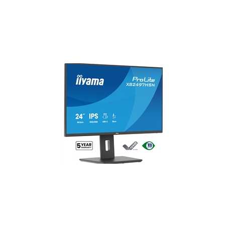 iiyama XB2497HSN-B1 24" IPS LCD USB-C Dock Display with 65W Charging, 4ms (1ms MPRT, Full HD 1920x1080, 350 cd/m2 Brightness, R