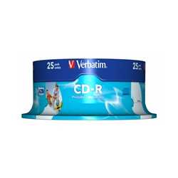 Verbatim (43439) CD-R Wide Inkjet Printable ID Branded 25 Pack Spindle AZO 700MB 52X