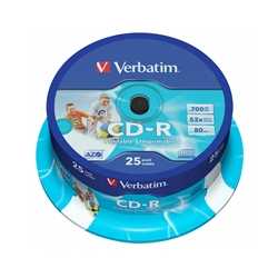 Verbatim (43439) CD-R Wide Inkjet Printable ID Branded 25 Pack Spindle AZO 700MB 52X