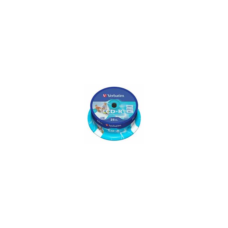 Verbatim (43439) CD-R Wide Inkjet Printable ID Branded 25 Pack Spindle AZO 700MB 52X