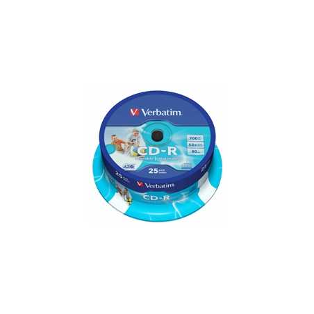 Verbatim (43439) CD-R Wide Inkjet Printable ID Branded 25 Pack Spindle AZO 700MB 52X