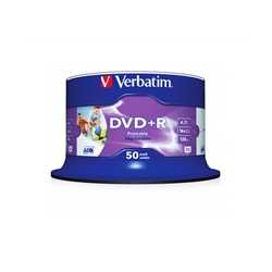 Verbatim (43512) DVD+R 16X 4.7GB 50 Pack Spindle Wide Inkjet Printable No ID