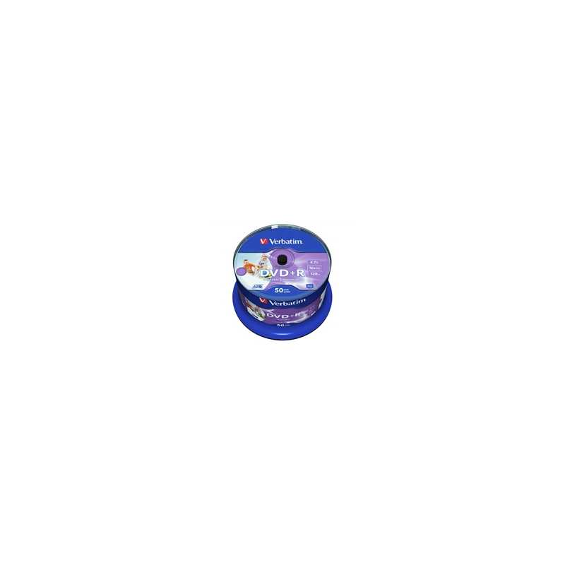 Verbatim (43512) DVD+R 16X 4.7GB 50 Pack Spindle Wide Inkjet Printable No ID
