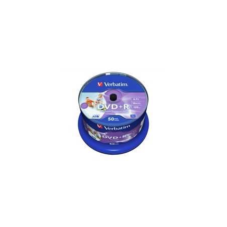 Verbatim (43512) DVD+R 16X 4.7GB 50 Pack Spindle Wide Inkjet Printable No ID