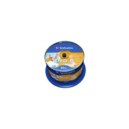 Verbatim (43533)DVD-R 16X 4.7GB 50 Pack Spindle Wide Inkjet Printable No ID