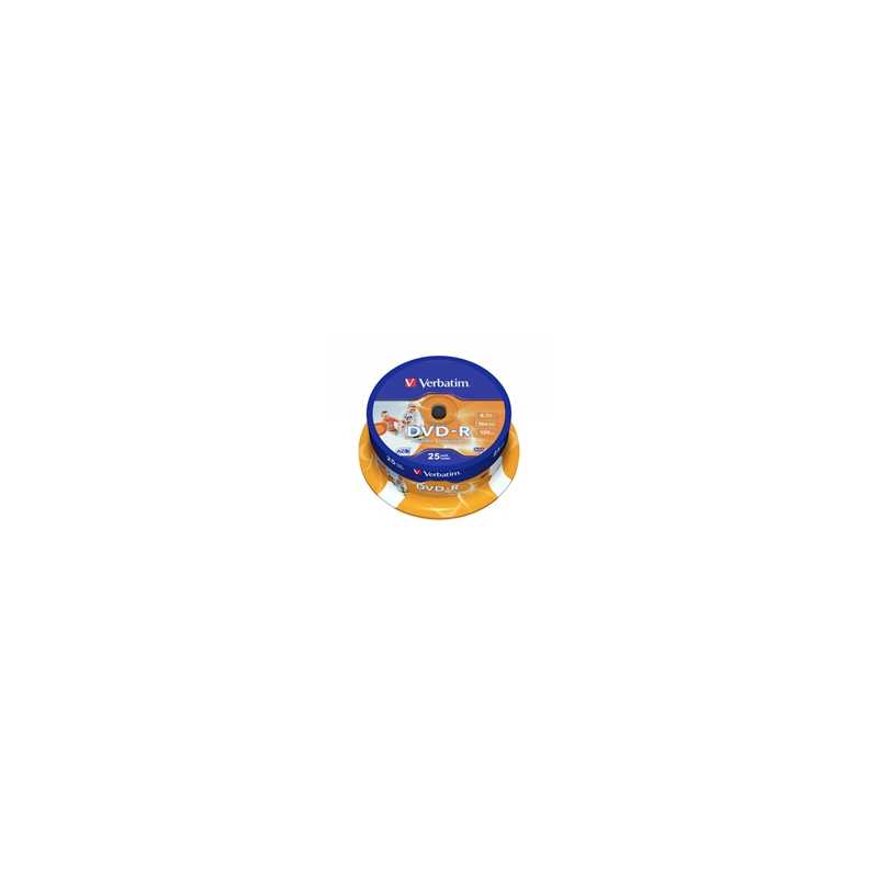 Verbatim (43538) DVD-R Wide Inkjet Printable ID Branded 25 Pack Spindle 4.7GB 16X