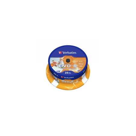 Verbatim (43538) DVD-R Wide Inkjet Printable ID Branded 25 Pack Spindle 4.7GB 16X