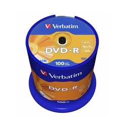 Verbatim (43549) DVD-R 16X 100 Pack Spindle 4.7GB Matt Silver