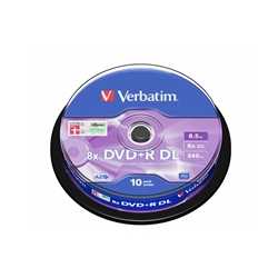 Verbatim (43666) DVD+R Double Layer 8.5GB 8X Matt Silver 10 Pack Spindle