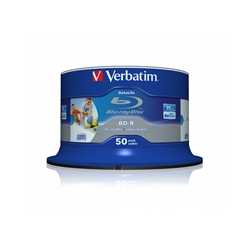 Verbatim (43812) BD-R SL Datalife 25GB 6X 50 Pack Spindle Wide Printable No ID