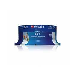 Verbatim (43811) BD-R SL Datalife 25GB 6X 25 Pack Spindle Wide Printable NO ID