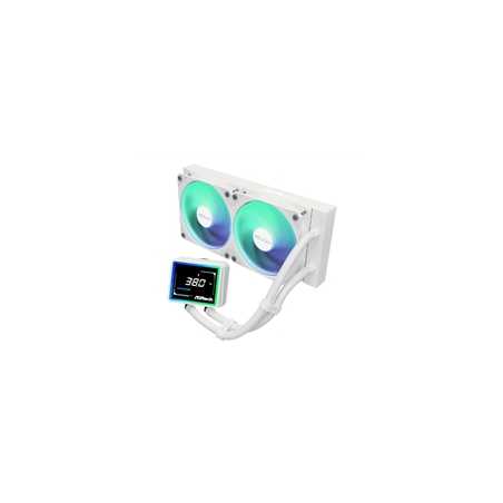 ASRock Challenger 240 Digital AIO Liquid CPU Cooler, 240mm Radiator,White, Dual 120mm PWM ARGB Fans, 3" Digital Display, Intel 