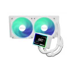ASRock Challenger 240 Digital AIO Liquid CPU Cooler, 240mm Radiator,White, Dual 120mm PWM ARGB Fans, 3" Digital Display, Intel 