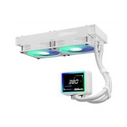 ASRock Challenger 240 Digital AIO Liquid CPU Cooler, 240mm Radiator,White, Dual 120mm PWM ARGB Fans, 3" Digital Display, Intel 