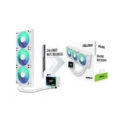ASRock Challenger 360 Digital White AIO Liquid CPU Cooler, 360mm Radiator, Triple 120mm PWM ARGB Fans, 3? Digital Display, Intel