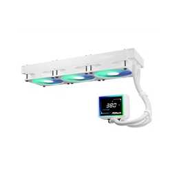 ASRock Challenger 360 Digital White AIO Liquid CPU Cooler, 360mm Radiator, Triple 120mm PWM ARGB Fans, 3? Digital Display, Intel