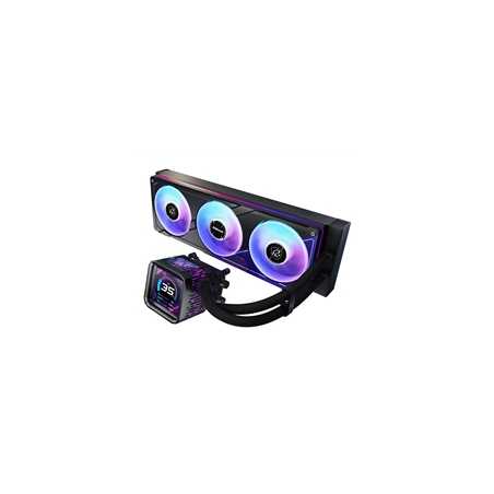 ASRock Phantom Gaming 360 LCD AIO Liquid CPU Cooler, 360mm Radiator, Triple 120mm PWM ARGB Fans, LCD Display, Intel LGA1700/1851