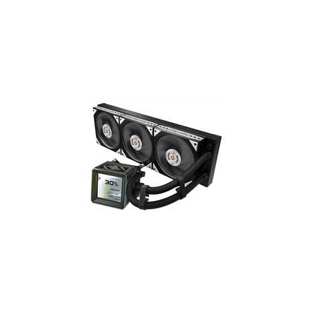 ASRock Steel Legend Dark 360 LCD AIO Liquid CPU Cooler, 360mm Radiator, Triple 120mm PWM ARGB Fans, LCD Display, Intel LGA1700/1