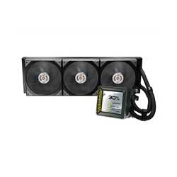 ASRock Steel Legend Dark 360 LCD AIO Liquid CPU Cooler, 360mm Radiator, Triple 120mm PWM ARGB Fans, LCD Display, Intel LGA1700/1