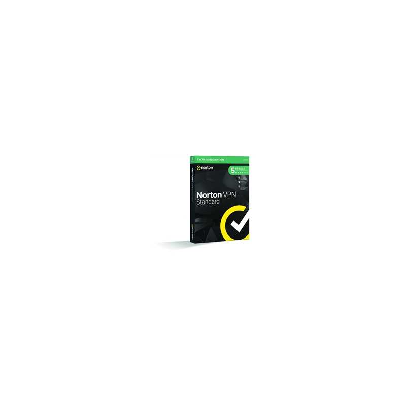 Norton VPN 5 Device 1-year Subscription, Includes Change Location, Content Access, Auto Connect and Ad Tracker Blocking, PC/Mac/